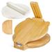 MOWENTA Wooden Tortillera Press Set Include 1 Mexican Tortillera Presser 10 Inch Rotatable Tortilla Press Maker 200 Parchment Paper 1 Wood Cutter with Accessories for Mexican Taco (Round)