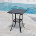 Outdoor Bar Table with Umbrella Hole Patio Furniture Square Metal Bar Height Table Cafe Bistro Table