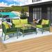 Direct Wicker 4-Piece Rope Patio Furniture Set Conversation Set with Tempered Glass Table