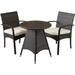 Afuera Living Modern 3 Piece Wicker Patio Bistro Set in Brown