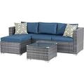 LLBIULife Outdoor Patio Sets All-Weather Rattan Outdoor Sectional Sofa with Tea Table and Cushions Upgrade Wicker Patio sectional Sets 3-Piece (Khaki)