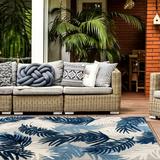 World Rug Gallery Tropical Floral Modern Indoor/Outdoor Area Rug Navy 6 6 x 9 6 x 9 4 x 6 Outdoor Indoor Living Room Patio Dining Room