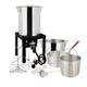 30QT Turkey Deep Fryer & 10QT Fish Fryer Kit with Baskets and Stand Aluminum Fryer Pot with 55000BTU Propane Burner and Lifter Rack for Outdoor Cooking Kitchen Dining Home Restaurant Silver