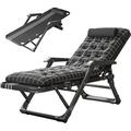 Oversized Chaise Lounge Chair 5 Positions Padded Outdoor Tanning Chair Heavy Duty Portable Lounge Chair for Outdoor Sunbathing Patio Pool Lawn Deck Poolside Support up to 440 Lbs