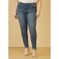 Plus Size Faux Pearl High Rise Skinny Jeans