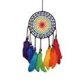 myvepuop Wind Chimes Handmade Lace Dream Catcher Feather Bead Hanging Decoration Ornament Gift Multicolor One Size