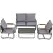 Modern Patio Conversation Set 4pc Outdoor Patio Furniture Sets Outdoor Furniture Set with Removable Cushion Courtyard Patio Set for Backyard Porch Garden Poolside (Light Gray)