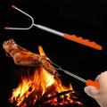 Wdminyy Barbecue Forks Clearance! Stainless Steel 115Cm Telescopic Barbecue Fork U Shaped Barbecue Needle Outdoor Bbq Chicken Hot Dog Barbecue Stick Kitchen Essentials Yellow