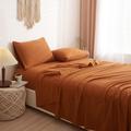 Pumpkin Sheets Full Size Sheet Sets 4 Piece Rust Hotel Luxury Bed Sheets Breathable Extra Deep Pocket Washed Microfiber Sheets Full Size Super Soft Fade Resistant and Machine Washable