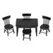 1:12 Dollhouse Table Chair Set Black Wooden Miniature Furniture Accessories for Dining Room Scene