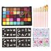 Andoer colour Watercolor Stencil Stickers Professional Body Set 10 Toxic Water Non Toxic Palette Set Festival Costume Party Body Colors 10 Brush Stickers 2 Paint Palette Colors Set 4 Set Professional