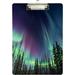 GZHJMY Green Purple Northern Lights Clipboard Cute Design Letter Size Clipboard A4 Standard Size 9 x 12.5 Inch with Low Profile Metal Clip for Students Office Kids Whiteboard Clipboards