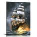 Nawypu Art Posters Pirate Ship Sailing Poster Aesthetic Posters Wall Art Paintings Canvas Wall Decor Home Decor Living Room Decor Aesthetic Prints