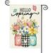Hello Spring Gard Flag 12x18h Double Sided Outside Floral Mason Jar Holiday Yard Outdoor Flag