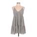 Beceel Casual Dress - A-Line V-Neck Sleeveless: Gray Dresses - Women's Size Large