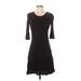 Left Coast by Dolan Casual Dress - A-Line Scoop Neck 3/4 sleeves: Black Solid Dresses - Women's Size X-Small Petite