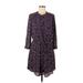 Daniel Rainn Casual Dress - Shirtdress: Purple Floral Motif Dresses - Women's Size Medium