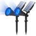 T-SUN Blue Solar Spot AIF4 Lights Outdoor LED Solar Spotlights Waterproof Auto Turn ON/Off Solar Lights Adjustable Solar Garde Lights for Tree Patio Yard Driveway Pool Area(Blue-2 Pack)