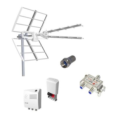 Fagor - pack eva 48 Antenne tv tnt lte 5G Rateau + Kit Amplificateur de Mât + Alim 24V +