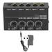 4 Channel Mixer AC 100V?240V Black Ultra Low Noise 4 Channel Compact Mixer for Guitars Bass Keyboards EU Plug