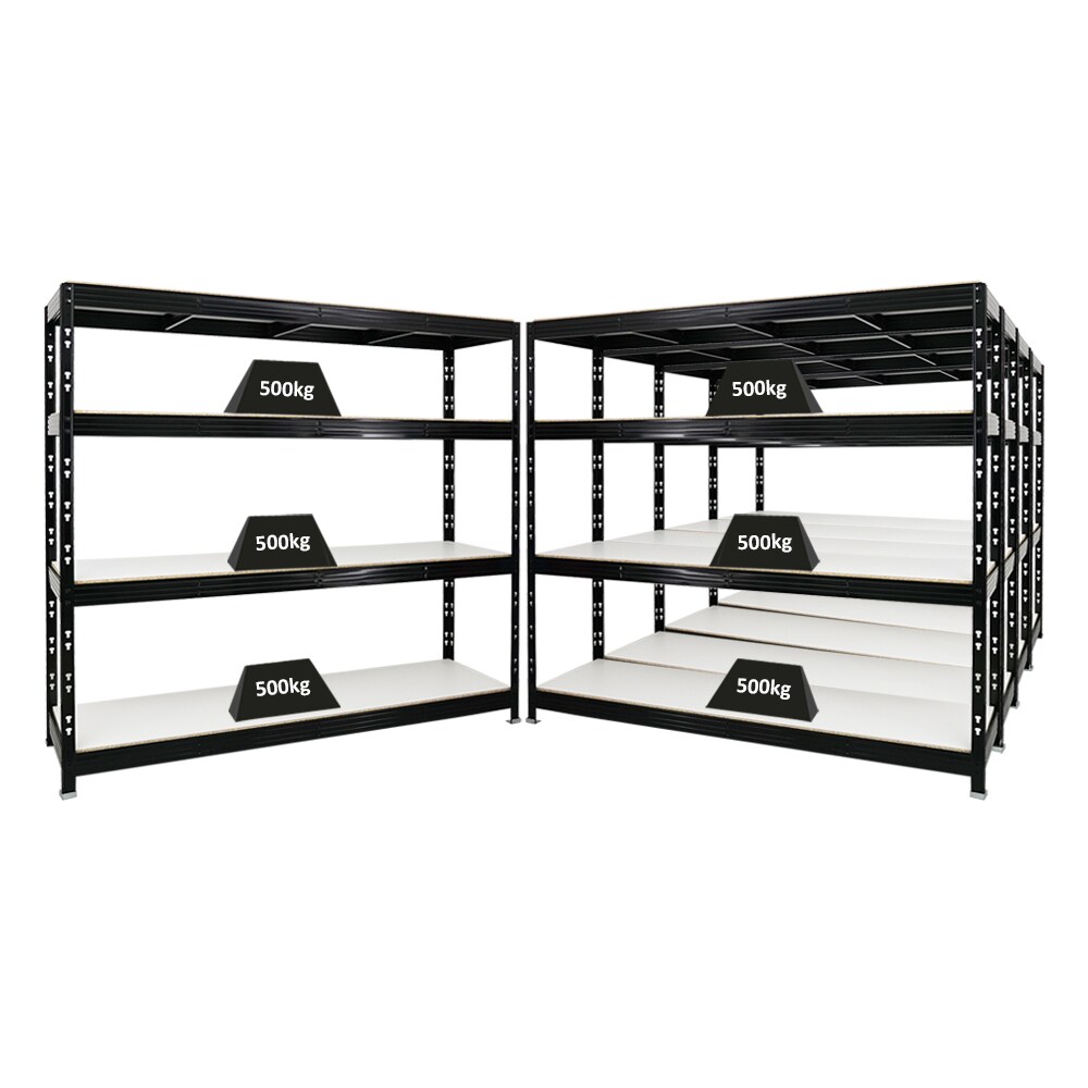 PROREGAL Mega Deal 5x Profi Schwerlastregal Rhino | HxBxT 180x200x60cm | 4 Melamin-Ebenen 16mm | Fachlast 500kg | Schwarz Image