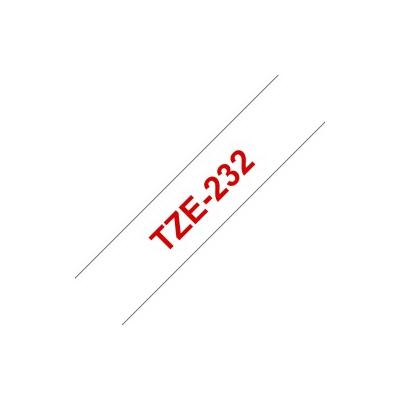 Brother TZE-232 Etiketten erstellendes Band Rot aud Weiss