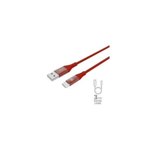 Celly USBTYPECCOL3MRD USB Kabel 3 m A C Rot