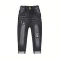 Distressed Water Washed Denim Jeans For Baby Boys