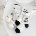 pairsPack New Spring Summer Black White Cartoon Cute Panda Pattern Kids Socks