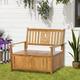 Outsunny Seater Wooden Garden Storage Bench Outdoor Storage Box Loveseat Patio Seating Furniture Chair With High Backrest Armrest Natural