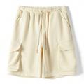 Mens Solid Color Drawstring Waist Cargo Shorts