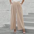 Womens Solid Color Pleated Wide Leg Pants Long Summer Bottoms