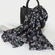 pc Simple Floral Print Black Chiffon Lady Scarf For Photo Travel Fashion Accessory