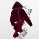 Oring Zip Up Velvet Hoodie Joggers Set