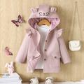 Baby Girls Casual Loosefit Hooded Coat With Flared Sleeves In Pink Wool