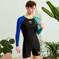 Teen Boy Casual Color Block Raglan Long Sleeve Rash Guard And Swim Shorts Swimsuit Set