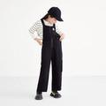Annil Kids Jumpsuits Fashionable And Versatile Solid Color Tween Girls Denim Overalls Black