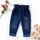 Baby Girl Elastic Waist Washed Denim Pants