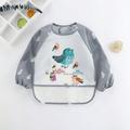 pc Waterproof Baby Bib Apron Jumper With Cartoon Design For Boys Girls Long Sleeve Striped Reversible