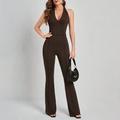 Ladies Halterneck Wide Leg Jumpsuit