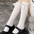 pair White Lace Trimmed Ankle Socks For Women Cute Japanese Style Jk Bowknot MidCalf Socks Lolita Style Thigh High Socks With Bow Tie