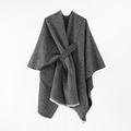 pc Womens Fashionable Personalized Shawl Collar Cape Coat With Buckle For Travel