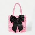 Cute Preppy Bow Decor Satchel Crochet BagWomen Top Handle Bag