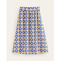 Hattie Poplin Midi Skirt Blue Women Boden, Surf the Web, Geometric Stamp