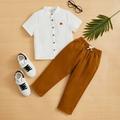 Toddler Boys Patched Detail Shirt Drawstring Waist Trousers