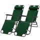 Outsunny Sun Loungers 2 Pack, 2 in 1 Folding Reclining Chairs with Adjustable Back and Pillow, Green