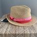 Kate Spade Accessories | Kate Spade Ny Trilby Straw Fedora With Two Tone Ribbon Band | Color: Pink/Tan | Size: Os