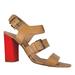 Kate Spade Shoes | Kate Spade Tan/Red Leather Strappy Chuncy 3.5” Heels Size 7 | Color: Red/Tan | Size: 7