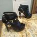 Michael Kors Shoes | Michael Kors Ailee Studded Black Platform Leather Open Toe Heels Shoes 7.5 | Color: Black | Size: 7.5