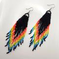 Free People Jewelry | Boho Beaded Earrings | Color: Black/Blue | Size: Os